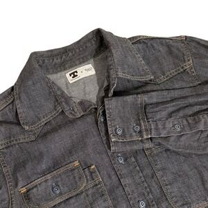 Tellason Made in USA Topper White Oak Denim Long Sleeve Button Up Work Shirt M